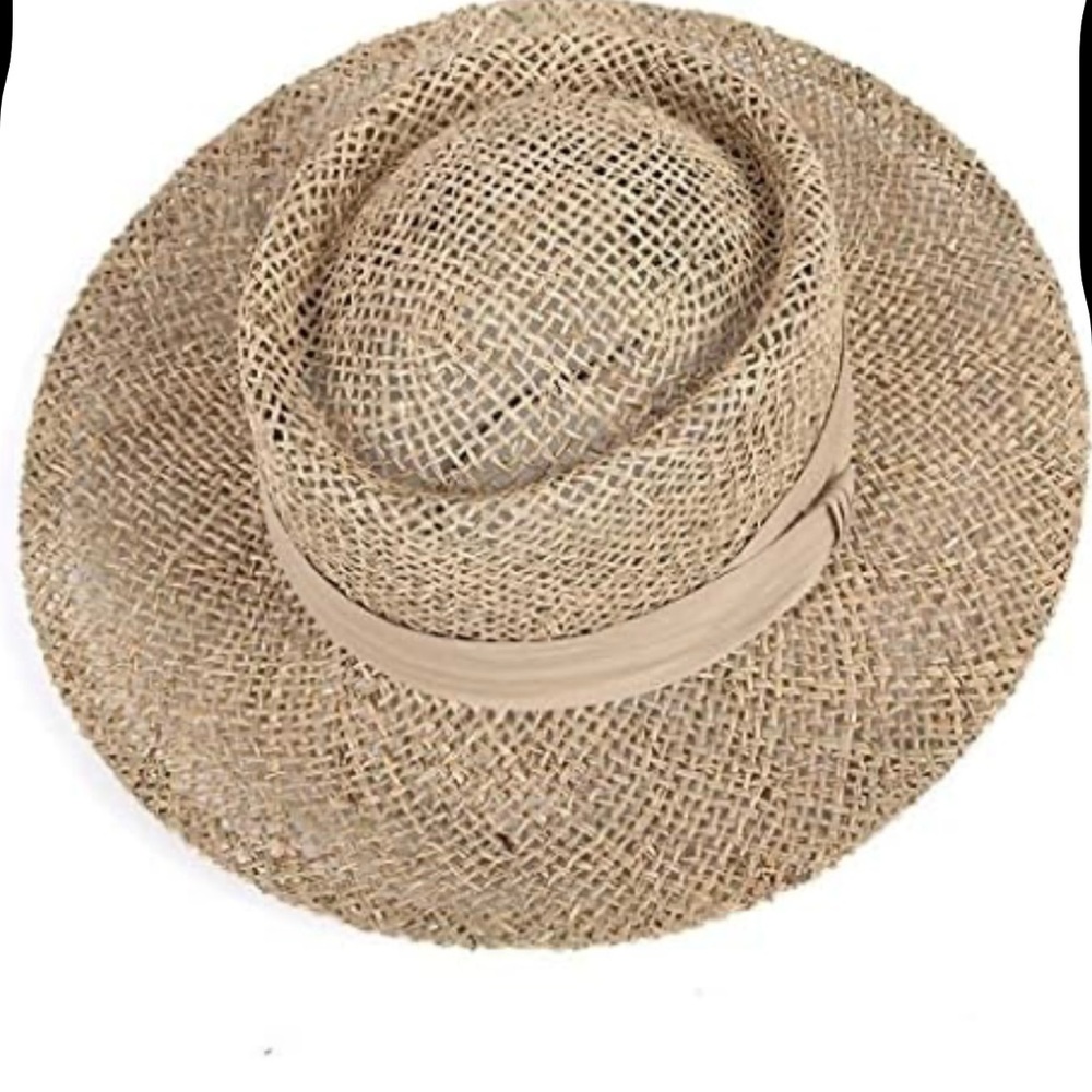 RaffiaTan Straw Rancher Hat with Wide Brim and Woven Design